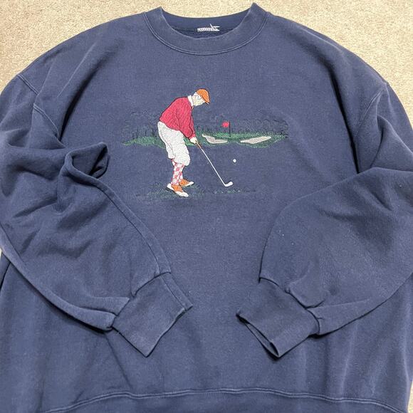Vintage Golf Embroidered Navy Crewneck XL - Picture 1 of 6